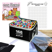 Set 168 Markere pe Bază de Alcool Ristlin® – Markere cu Vârf Dublu pentru Artă, Ilustrații și Design