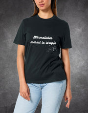 Tricou Terapie alb spate – print integral | Ristlin