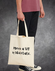Tote Bag SPF și libertate detaliu print grafic | Ristlin