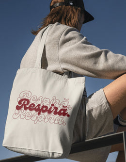 Tote Bag Respiră față – geantă bumbac sănătate mintală | Ristlin