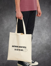 Tote Bag Anxietate față – geantă bumbac sănătate mintală | Ristlin